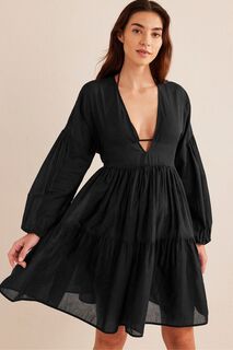 Каскадное мини-платье с расклешенным низом Boden, черный
