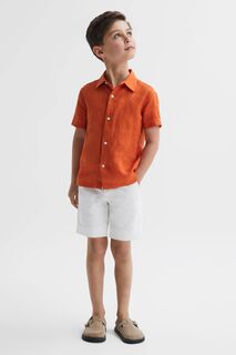 Праздничная льняная рубашка с короткими рукавами Reiss, оранжевый