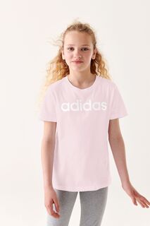 Хлопковая футболка приталенного кроя Essentials с логотипом adidas, розовый