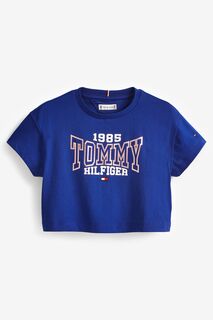 Синяя университетская футболка Tommy 1985 для девочек Tommy Hilfiger, синий