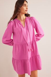 Мини-платье из сирсакера Boden, розовый