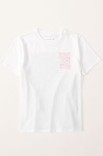 Белая футболка с принтом на спине Abercrombie &amp; Fitch, белый