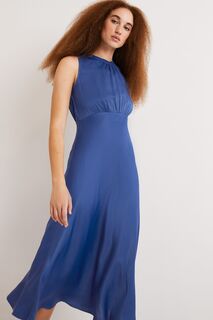 Платье из косого атласа с вырезами Boden, синий