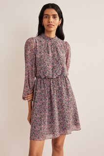 Расклешенное мини-платье с воротником стойкой Boden, розовый