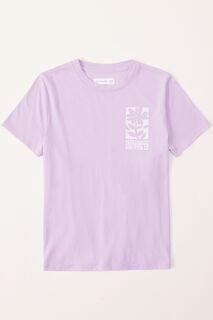Фиолетовая футболка с принтом на спине Abercrombie &amp; Fitch, фиолетовый