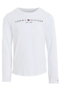 Белая футболка Essential с длинным рукавом для девочек Tommy Hilfiger, белый