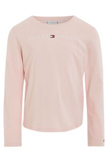 Розовая футболка Essential с длинными рукавами для девочек Tommy Hilfiger, розовый
