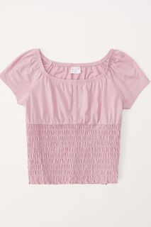 Розовая футболка на присборенной резинке Abercrombie &amp; Fitch, розовый