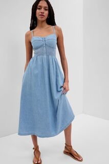 Платье миди из органического хлопка с корсетом Gap, синий
