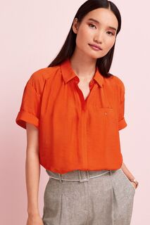 Рубашка на пуговицах с короткими рукавами и карманом Next, оранжевый
