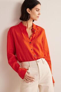 Миниатюрная льняная рубашка свободного кроя Boden, оранжевый