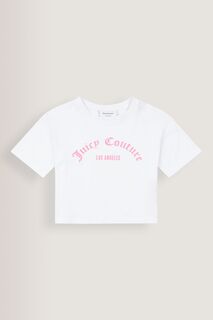Белая футболка для девочек свободного кроя Juicy Couture, белый