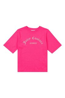 Черная футболка для девочек свободного кроя с короткими рукавами Juicy Couture, розовый