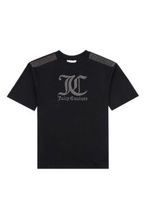 Черная футболка-бойфренд со стразами Diamante Juicy Couture, черный