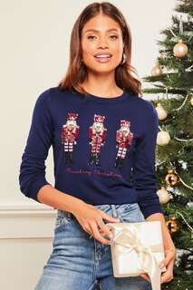 Рождественский свитер с пайетками Lipsy, синий