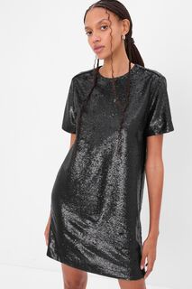 Мини-платье-футболка с короткими рукавами и пайетками из переработанной ткани Gap, черный