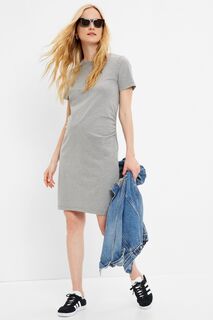 Платье-футболка для беременных с короткими рукавами и рюшами Gap, серый