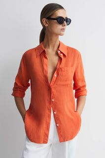 Льняная рубашка Campbell Reiss, оранжевый