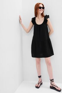 Марлевое мини-платье из мятой ткани Gap, черный