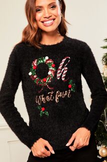 Рождественский свитер с пайетками Lipsy, черный