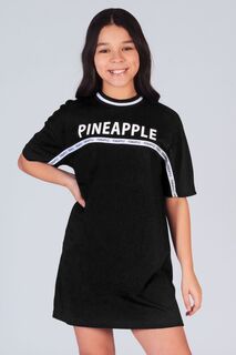 Черное девичье платье-футболка в полоску Pineapple, черный