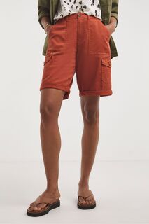 Мягкие эластичные шорты ржавого и оранжевого цвета с декоративными брюками-карго JD Williams, оранжевый