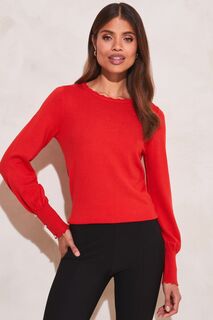 Трикотажный свитер с длинными рукавами и отделкой ракушками Lipsy, красный