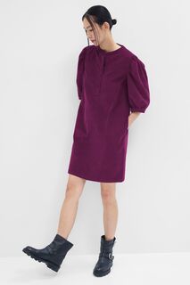 Вельветовое мини-платье с пышными рукавами Gap, фиолетовый