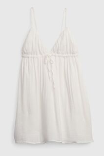 Муслиновое мини-платье без рукавов с завязками спереди Gap, белый