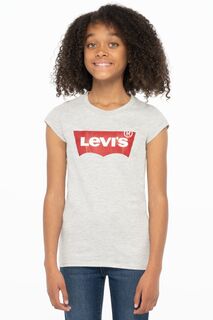 Футболка для девочек с логотипом Batwing Levi&apos;s, серый Levis
