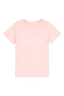 Розовая футболка с надписью Jack Wills, розовый