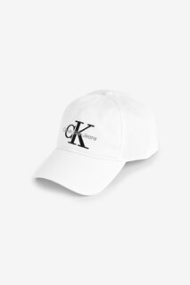 Белая шляпа с монограммой из натурального хлопка Calvin Klein, белый