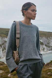Laura Повседневный кашемировый свитер с круглым вырезом Reiss, серый