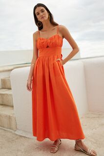 Мини-платье с пышными рукавами Lipsy, оранжевый