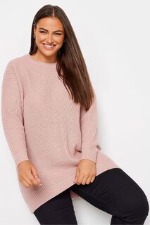 Вязаный свитер с длинными рукавами Yours, розовый