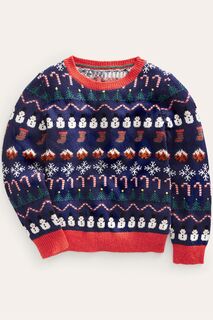 Рождественский свитер с рисунком шорт Boden, синий