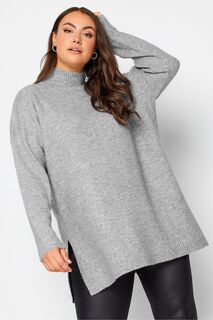 Гладкий свитер с высоким вырезом Yours, серый
