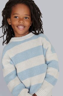 Полосатый свитер из натурального хлопка KIDLY, синий