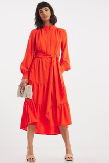 Оранжевое фактурное платье-рубашка с удлиненной спиной JD Williams, оранжевый
