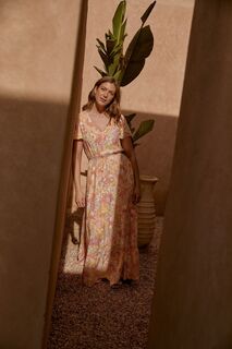 Пастельное платье макси с цветочным узором Long Tall Sally, оранжевый