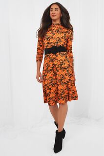 Осеннее платье с длинными рукавами с цветочным узором Joe Browns, оранжевый