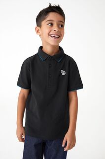 Рубашка-поло с короткими рукавами для мальчиков с мотивом зебры и логотипом Paul Smith, черный