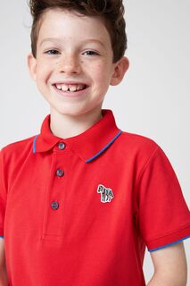 Рубашка-поло с короткими рукавами для мальчиков с мотивом зебры и логотипом Paul Smith, красный