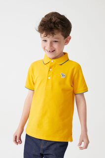 Рубашка-поло с короткими рукавами для мальчиков с мотивом зебры и логотипом Paul Smith, желтый