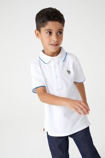 Рубашка-поло с короткими рукавами для мальчиков с мотивом зебры и логотипом Paul Smith, белый