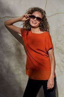Многослойная блузка удлиненного кроя с короткими рукавами Next, оранжевый