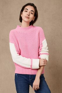 Розовый свитер плотной вязки с полосатым мотивом Mint Velvet, розовый