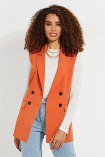 Двубортный пиджак без рукавов Threadbare, оранжевый