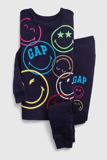 Пижама с длинными рукавами и логотипом в виде смайлика Gap, синий