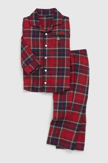 Детская пижама с клетчатым узором и рождественским мотивом Gap, красный